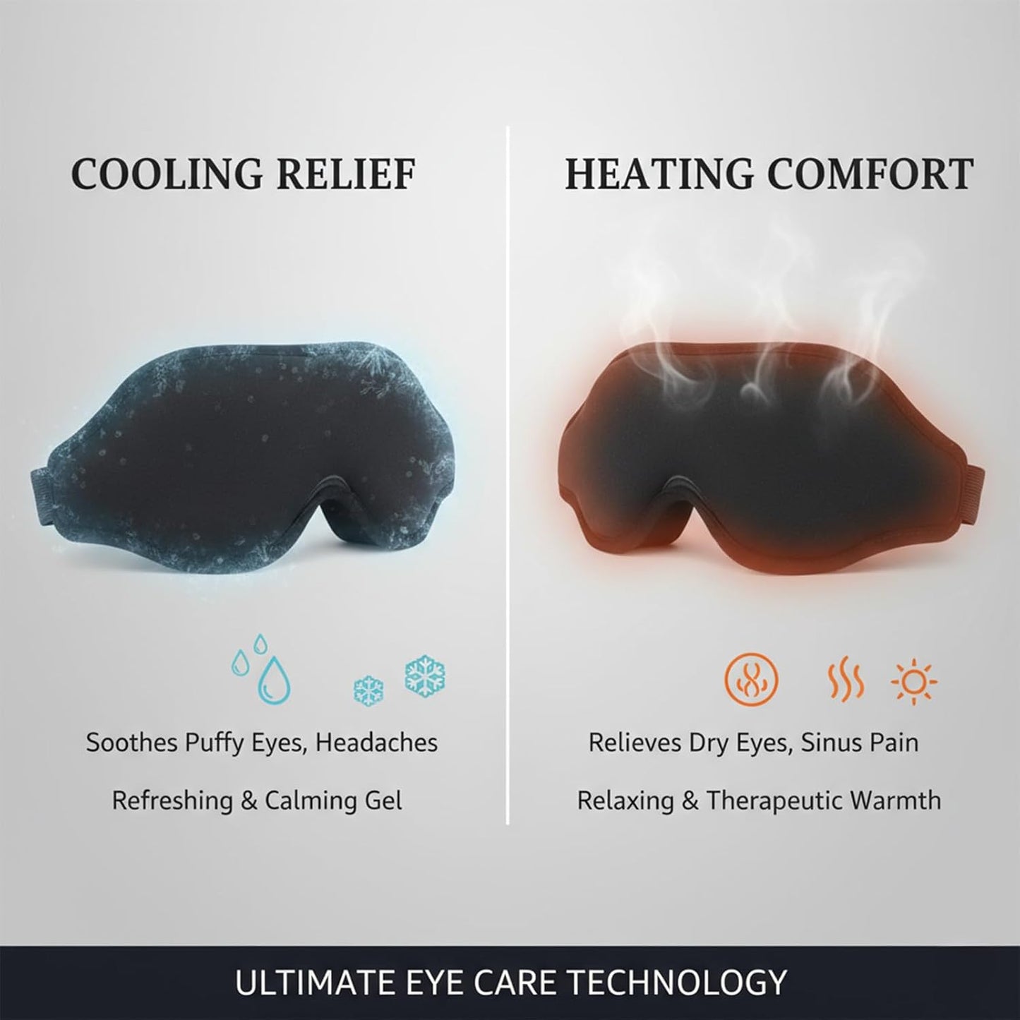 3D Sleep Mask for Side Sleepers, Cooling Gel Eye Mask for Sleeping, Zero Pressure Blackout Night Blindfold, Adjustable Strap for Men Women Travel