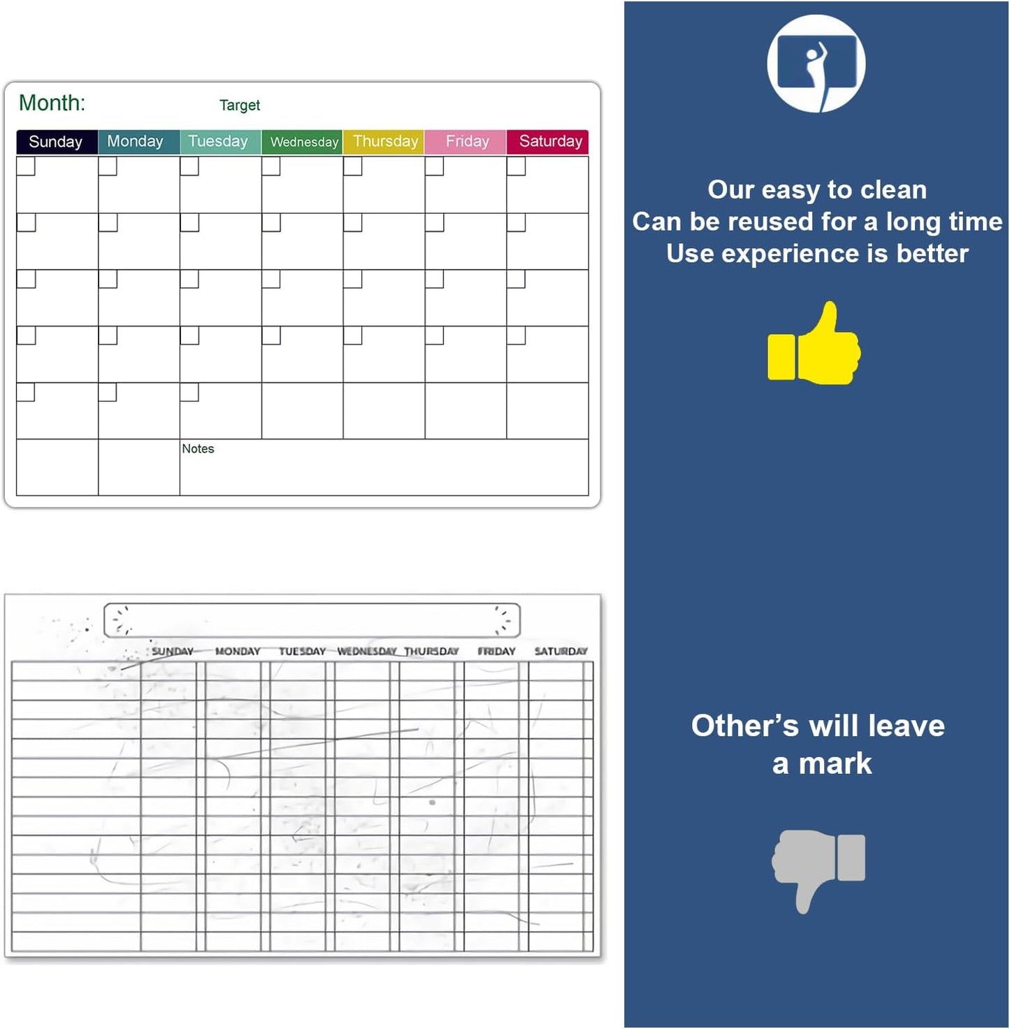 Magnetic White Board Calendar Dry Erase for Fridge | 14.6" x 11" Reusable Refrigerator Calendar for Fridge & Wall, Easy to Clean, Schedule Organizer, with 5 Markers and Eraser