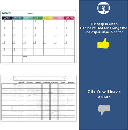 Magnetic White Board Calendar Dry Erase for Fridge | 14.6" x 11" Reusable Refrigerator Calendar for Fridge & Wall, Easy to Clean, Schedule Organizer, with 5 Markers and Eraser