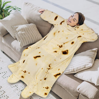 PAVILIA Fleece Blanket with Sleeves and Foot Pockets Women Men, Dark Purple
