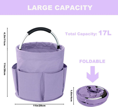Cleaning Caddy with Handle, 17L Foldable Cleaning Supplies Organizer, Portable Storage Basket, Cleaning Supply Caddy, Multifunctional Cleaning Bucket Bag for Garden, Home, Kitchen (Black)