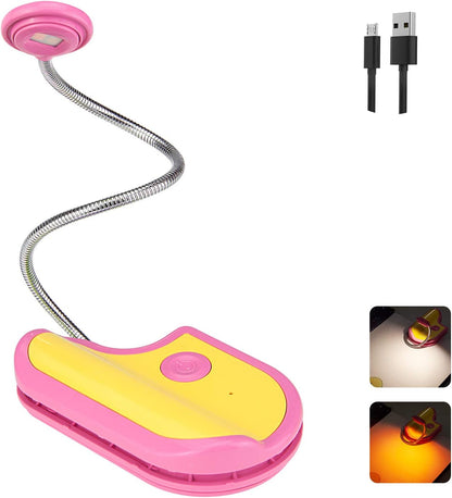 BIGMONAT Rechargeable Reading Light for Kids,Small Amber Book Reading Lights,Multi Colors Portable LED Reading Lamp with 360° Rotary Light Neck,Wireless Clip Reading Lighting for Books (Green)
