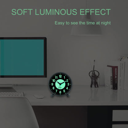 Alarm Clock Luminous 4 "Round Silent Analog Table Clock Non-Ticking, Battery Operated with Loud Alarm and Night Light Small Desk Clock for Bedroom, Bedside Table