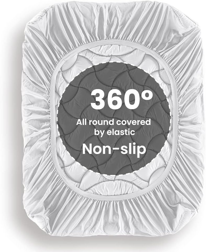 SLEEP ZONE Cooling Queen Mattress Topper, Premium Zoned Cool Mattress Pad Cover, Padded Mattress Protector Breathable Washable, Deep Pocket 8-21" (Grey, Queen)