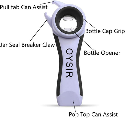 5 in 1 Lids off Jar Opener, Bottle Opener, Ideal For Women, Kids, Seniors - for Multipurpose Kitchen Tool, Easy open. White