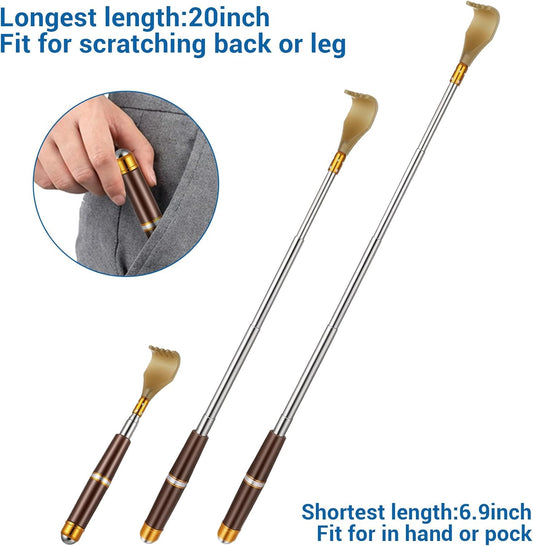 Portable Extendable Double-Pole Back Scratcher, Rubber Handles | Relieve Itching, Portable and Lightweight, Strong and Sturdy, Man and Women, Practical and Novel Gifts