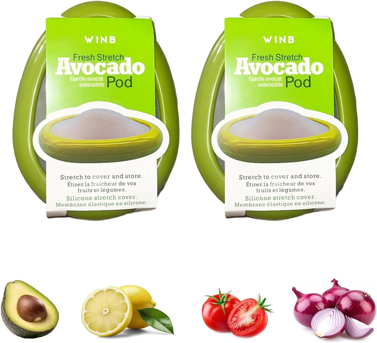 Winb Reusable Fruit and Veggie Savers - Ideal for Avocado Saver, Tomatoes Saver, Apples Saver, Garlic Saver, Onion Saver (Avocado saver-2 Count)