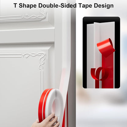Elvone T-Shaped Weather Stripping Seal, Clear Silicone, 1.97 in x 20 ft | Flexible door seal strip covers door, window, and bathroom gaps; peel-and-stick design helps reduce drafts