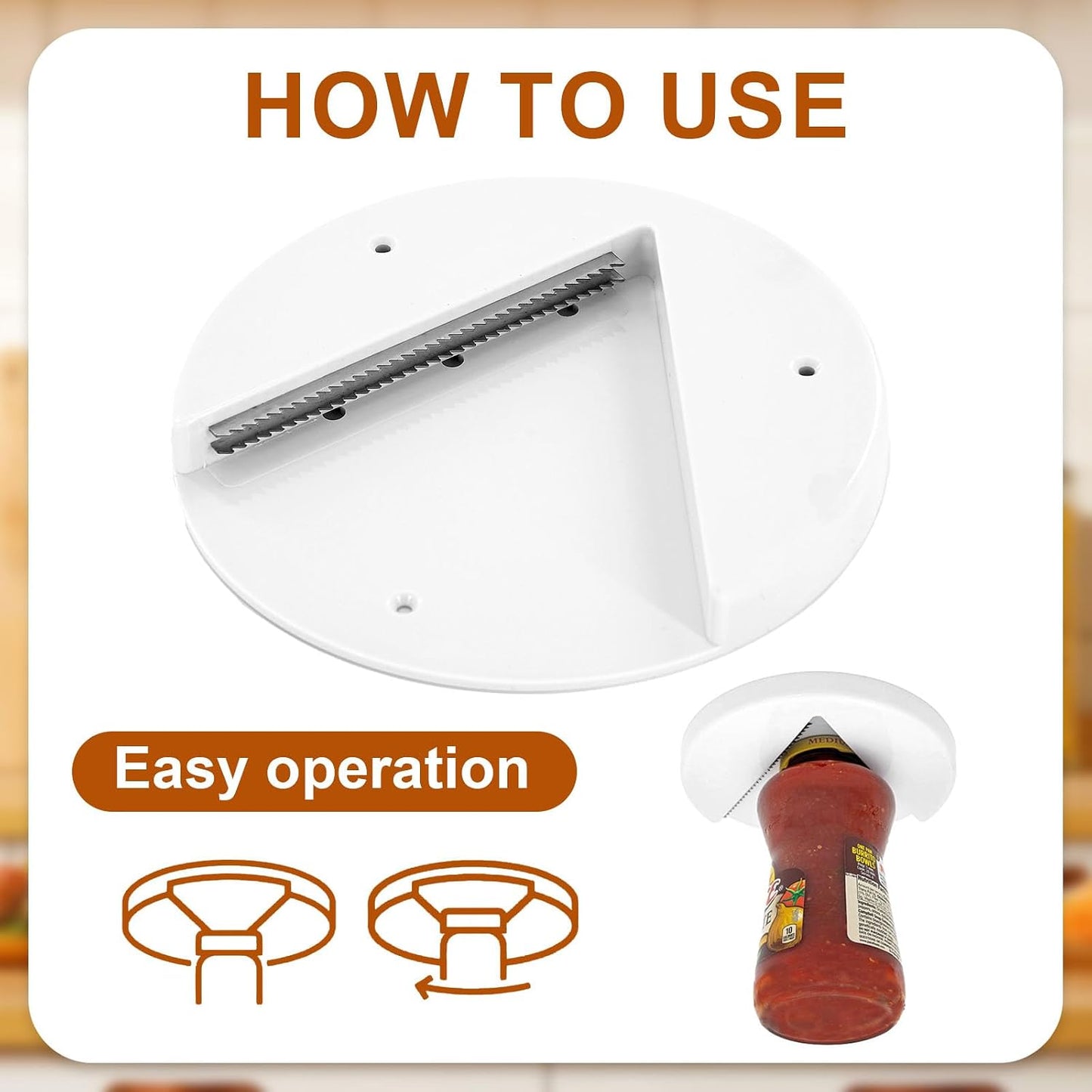 Under Cabinet Jar Opener, Bottle Openers for Seniors, Comes with 1 Stainless Steel Jar Lid Opener, Easy to Grip, Easily Twists off Lids of Any Size, Essential Kitchen Gadgets for Home Help