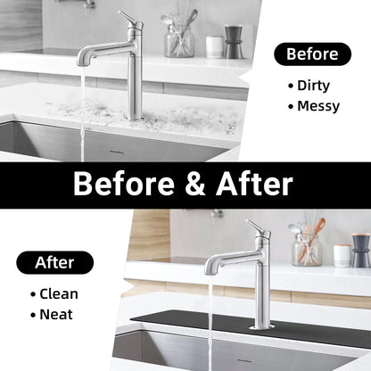LOPNUR Cuttable Faucet Mat for Kitchen Sink, Extra Long 29 Inch, Black | Super Absorbent & Fast Dry Diatomite Sink Splash Guard, 0.8-2.4 Inch Adjustable Faucet Hole, Cut to Fit Bathroom & RV Sinks