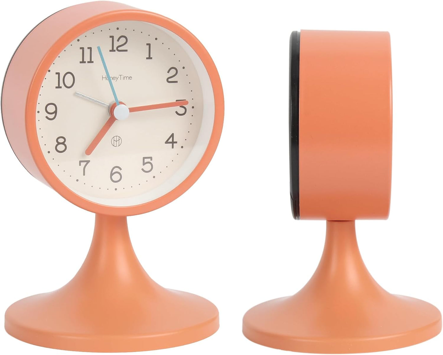 3" Round Quartz Analog Metal Alarm Clock Silent Non Ticking Desk Clock
