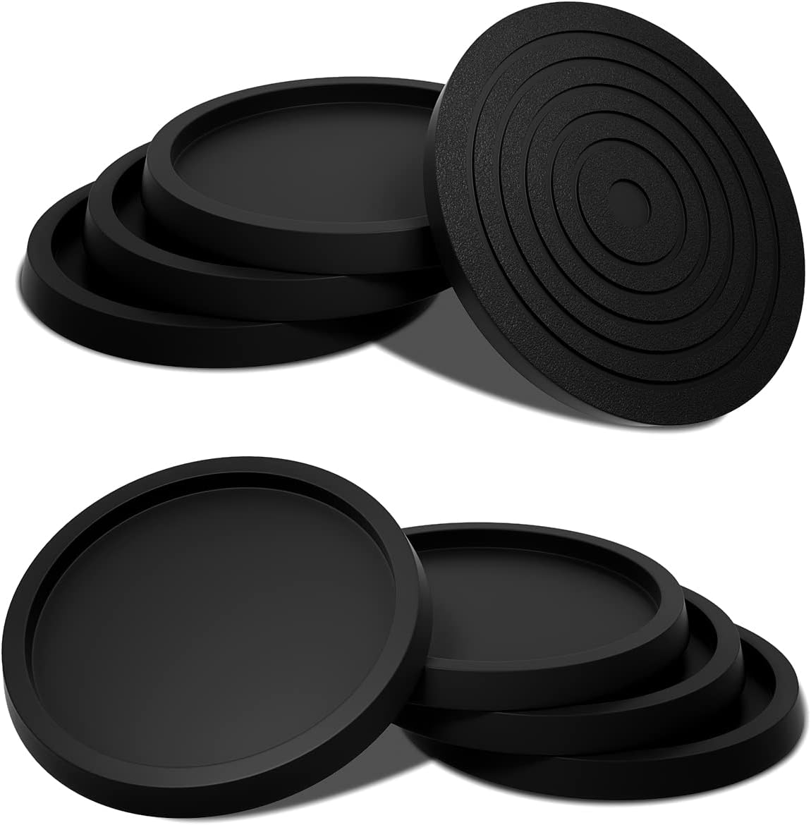 12Pcs 2.5in Furniture Coasters Non-Slip Bed Leg Pads Round Rubber Anti Sliding Caster Cups for Hardwood Floors Brown