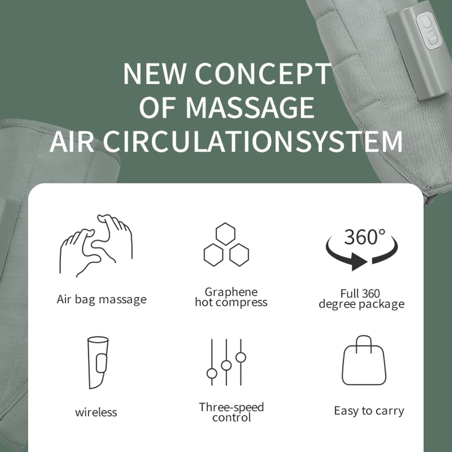 JFT Automatic Leg Massager with Heating - 3-Speed Kneading Air Convection for Women, Calf and Arm Massager for Athletes and Office Workers