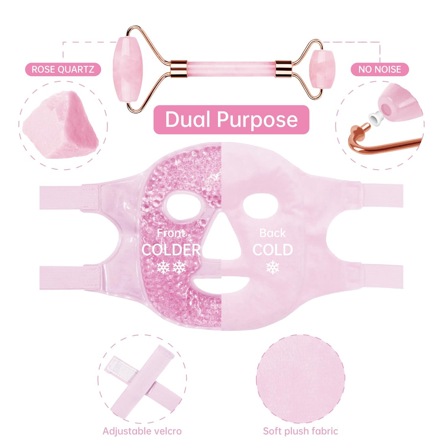ZNÖCUETÖD Cold Face Eye Mask Ice Pack Reduce Facial Puff, Dark Circles, Hot Cold Compress Pack, Face SPA Gift for Woman Sleeping, Pressure, Headaches, Skin Care, Post Laser Cosmetic Care, Reversible