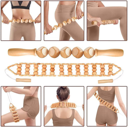 10-in-1 Wood Therapy Massage Tools Gua Sha Wooden Massager for Body Shaping Massage Tool Set Wood Therapy Tools for Relieving Muscle Pain Body Lymphatic Drainage Massager Anti-Cellulite