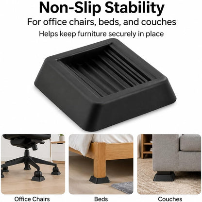 Non Slip Furniture Pads Wheel Stoppers for Office Chairs Beds Couches Prevent Sliding on Carpet Hard Floors Fits 1-4 Inch Wheels Silicone Caster Cups Durable Grips (10 PCS)
