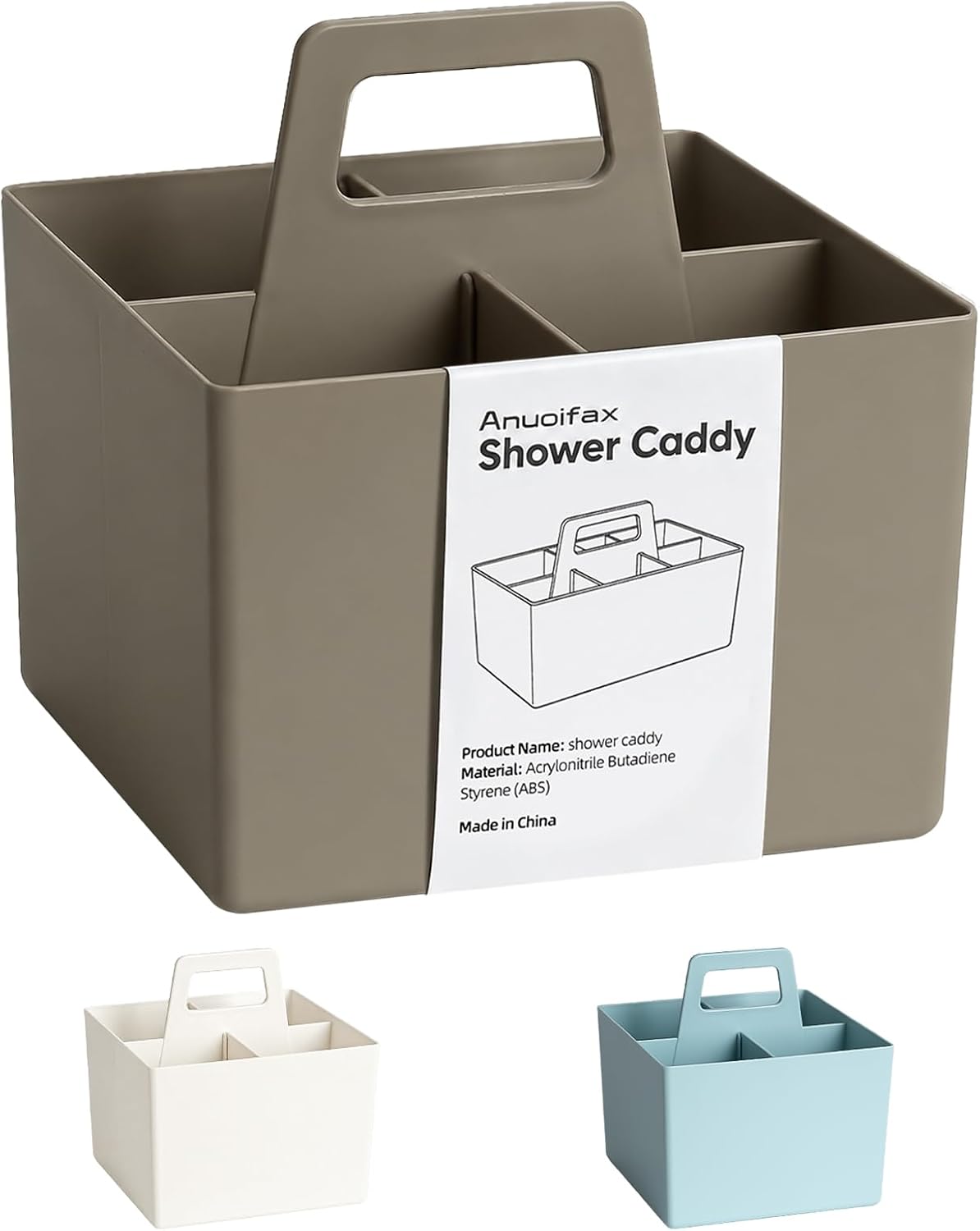Anyoifax Portable Shower Caddy with Removable Compartment, Large Gray | Plastic Shower Basket Bathroom Caddy Organizer with Handle, College Dorm Storage, Baby Bath Essential, Cleaning Supply Caddy