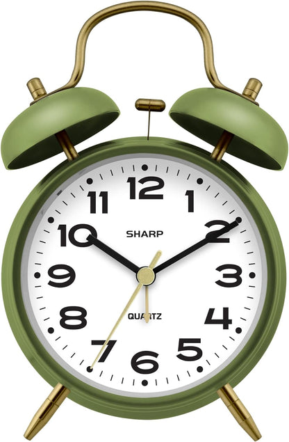 Sharp 4-Inch Twin Bell Alarm Clock for Heavy Sleepers (Matte Navy)