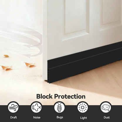 Ohuhu Door Draft Stopper, 1" Wide Adhesive Weather Stripping Seal, 39" | self-adhesive silicone, for interior exterior doors, 3-layer soundproof, save energy, blocks drafts, noise, light, dust, bugs