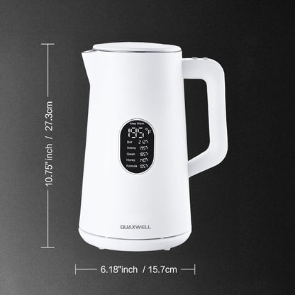 1.5L Electric Kettle Temperature Control, Black | Double Wall Cool Touch Teapot, Fast Boil, 5 Temperature Control, LED Display, Auto Shut-Off & Keep Warm