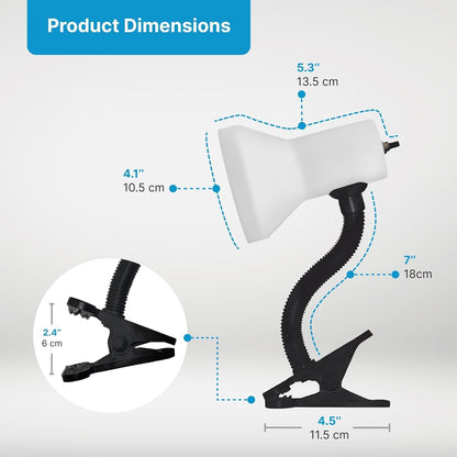 Xtricity LED Clip on Desk Lamp with 360° Flexible Gooseneck, White Finish