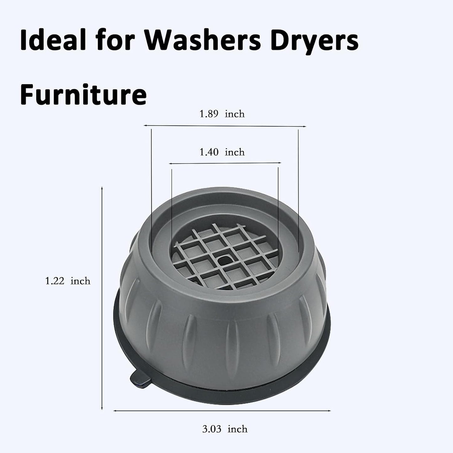 4Pcs Anti Vibration Pads for Washing Machine, Washer Vibration Dampening Pads Reduce Noise & Walking, Shock Absorber Stabilizer Feet with Suction Cup for Dryer and Appliance