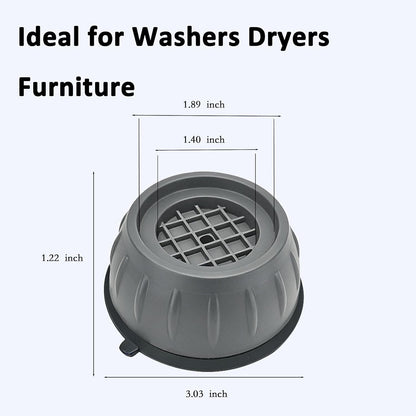 4Pcs Anti Vibration Pads for Washing Machine, Washer Vibration Dampening Pads Reduce Noise & Walking, Shock Absorber Stabilizer Feet with Suction Cup for Dryer and Appliance