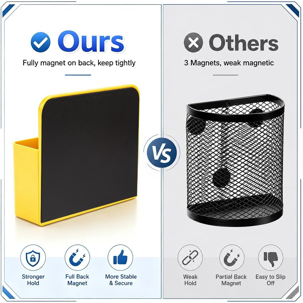 Magnetic Pen Holder, 2 Pack Magnetic Dry Erase Marker Holder, Black Strong Magnetic Marker Holder Pen Pencil Organizer for Whiteboard, Refrigerator, Office, Locker Accessories, Classroom Must Haves