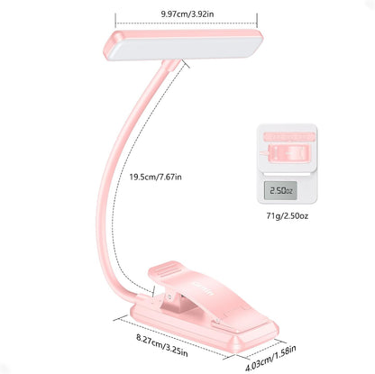 Gritin 19 LED Rechargeable Book Light for Reading in Bed | Eye Caring 3 Color Temps,Stepless Dimming Brightness,Memory Function,90 Hrs Runtime Lightweight Clip on Light for Book Lovers