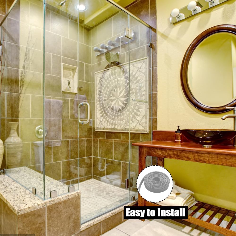 Framed Shower Door Bottom Seal Strip Replacement Shower Bottom Waterproof Door Rubber Sweep Trim Clear Seal for Home Bathroom Glass Shower Door 108 x 13/16 x 5/32 Inch Tee Insert Shape