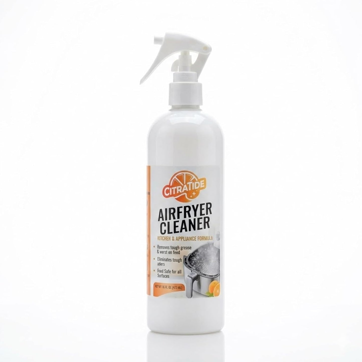 Air Fryer Cleaner Spray – Citrus Powered Grease Remover, Non-Toxic & Plant-Based, Cuts Baked-On Oil & Odor, Safe for Kitchen Appliances, USA Made – 16fl oz
