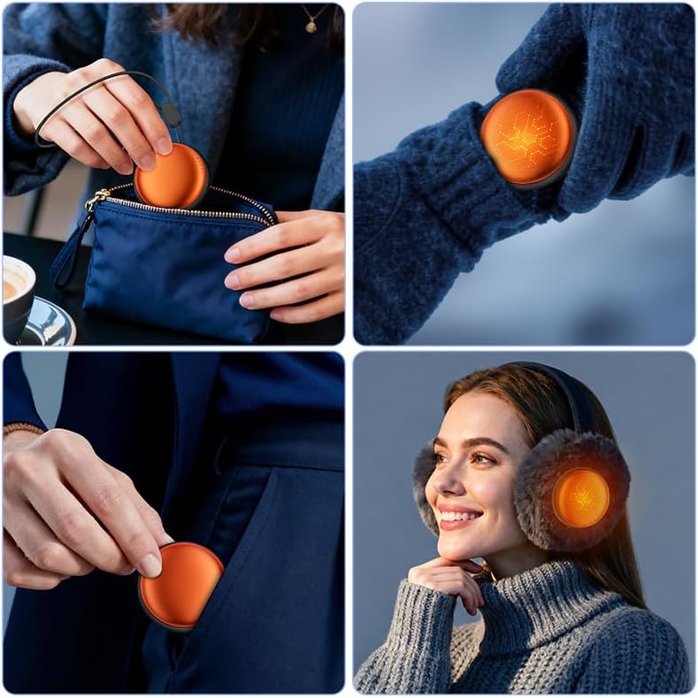 Pocket Size Hand Warmers Rechargeable 2 Pack,20Hrs Long Safe Heat,0.5S Instant Heating,Ultra Thin Electric Hand Warmers,5 Levels Heating Fits in Gloves, Hunting Camping Hiking Essentials