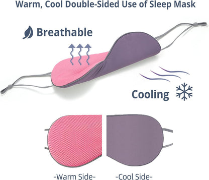 Sleeping Mask 2 Pack, Warm, Cool Double-Sided Use of Sleep Mask, Super Soft Blindfold with Adjustable Strap, Block Out Light, Comfort Sleep Eye Mask for Travel Meditation Nap Black