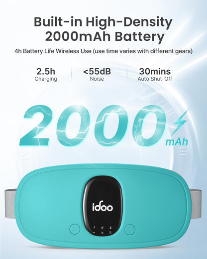 iDOO Portable Heating Pad for Period Cramps, FSA Eligible Item, Gifts for Women Girlfriend Mom Wife, Back Belly Heat Pad for Menstrual Pain Relief, with 3 Heat Levels 3 Massage | Back & Belly Wrap for Menstrual Cramps, 3 Heat Levels 3 Massage, FSA