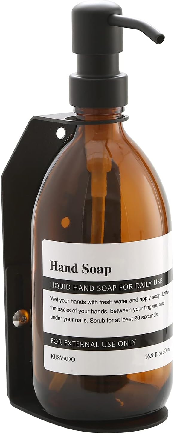 Glass No-Drill Wall Mounted Shower Soap/Hand Soap Dispenser with Adjustable Stainless Steel Holder for Bathroom and Kitchen-(Black 3 Chamber)