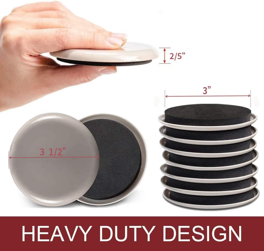 Furniture Sliders, 20pcs-3 1/2” Furniture Sliders for Carpet, Furniture Pads Hardwoods Floors, Heavy Duty Furniture Movers Sliders, Reusable Furniture Moving Pads, Floor Protectors for Carpet