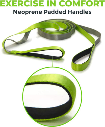 Stretching Strap for Physical Therapy, 12 Multi-Loop Stretch Strap 1" W x 8' L, Neoprene Handles, Physical Therapy Equipment, Yoga Straps for Stretching, Leg Stretcher.
