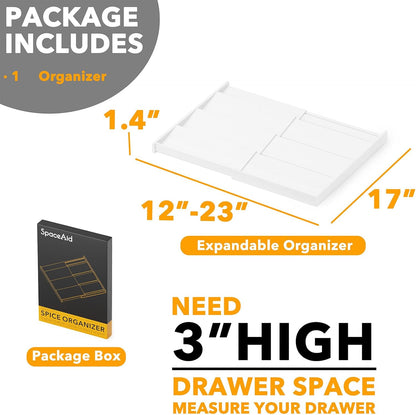 SpaceAid Bamboo Spice Drawer Organizer, (Need 3" Deep Drawer) Expandable 4 Tier Spices Rack for Cabinet, Kitchen Seasoning Storage Insert (Jars Not Included, From 12" to 23" Wide)