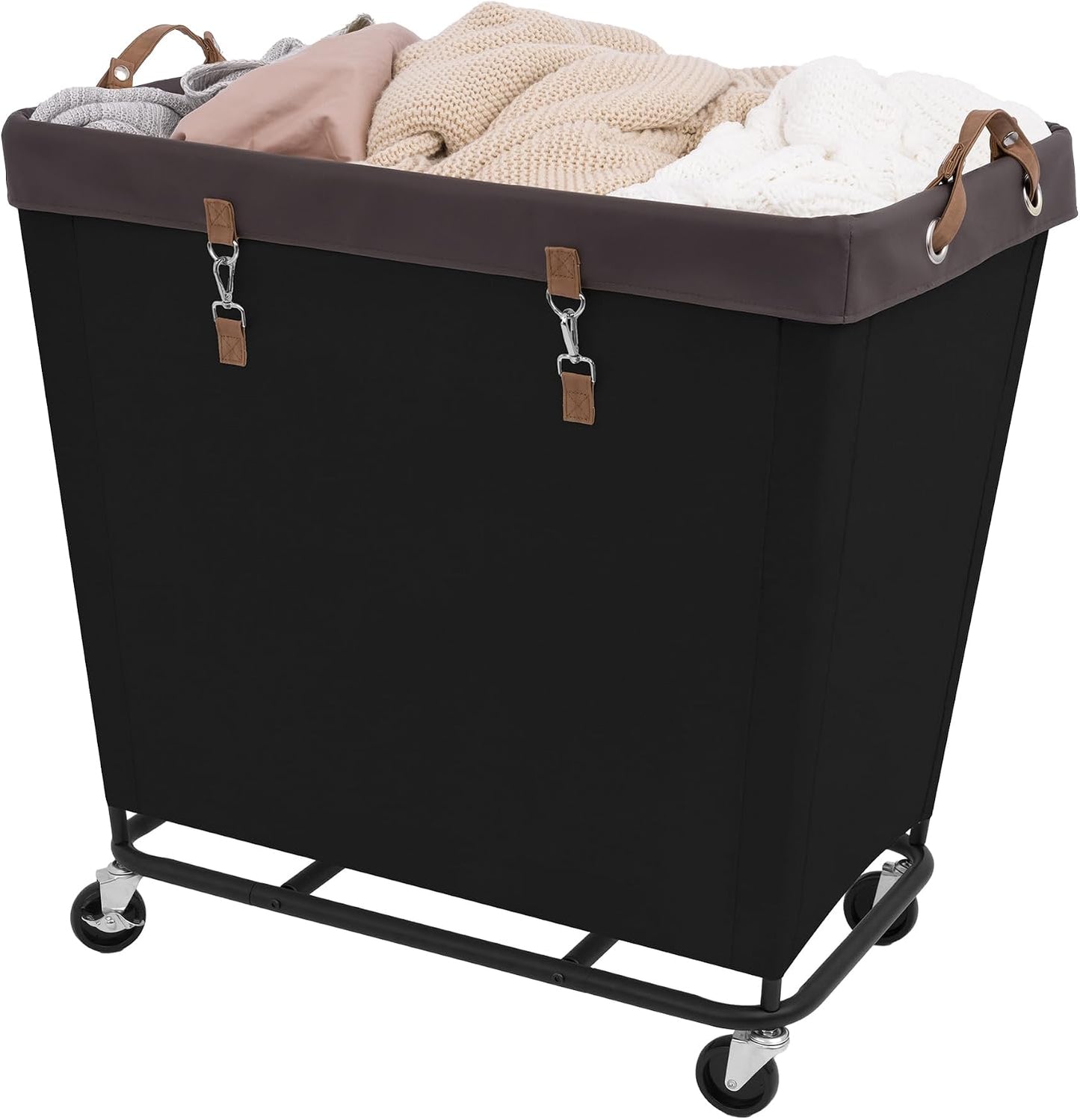 StorageWorks 160L Laundry Basket with Wheels, Rolling Hampers for Clothing | Beige Laundry Basket with Wheels, Metal Frame & Handles, Rolling Hamper for Bedroom, Bathroom, Dorm, Hotel