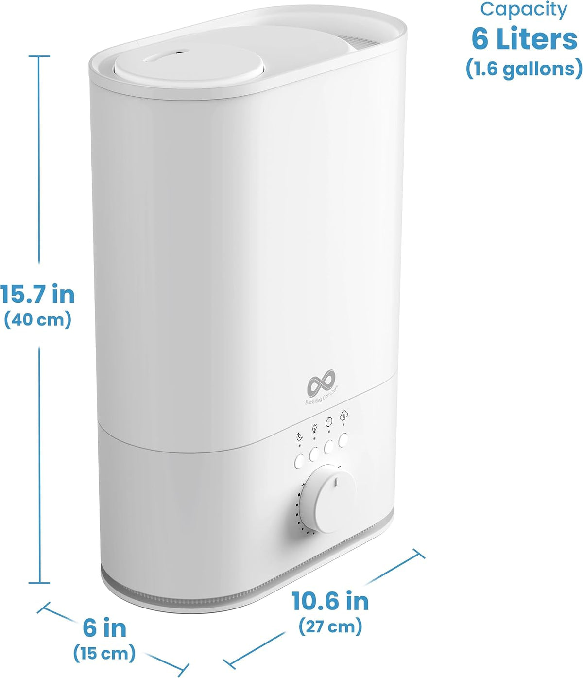 Everlasting Comfort 2.5L Top Fill Humidifier for Bedroom – 28dB Ultra-Quiet, Easy to Fill & Clean, 24HR Runtime, Night Light, Timer, Ultrasonic Cool Mist, Auto Shut-Off for Indoor Use