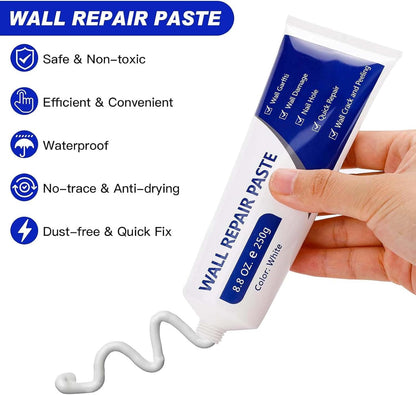 Drywall Repair Kit – Wall Repair Paste for Cracks & Holes, Fast-Drying Spackle with Scraper & Sandpaper, Multi-Purpose Wall Mending Compound for Indoor Outdoor Use (1 Pack)