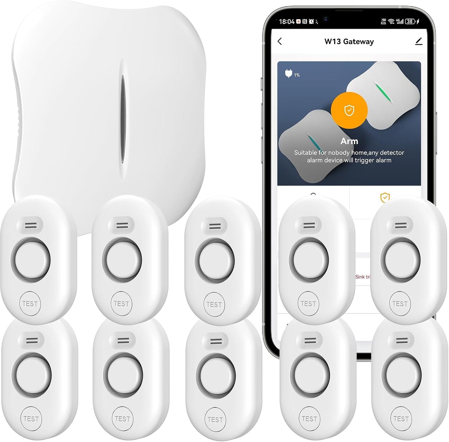 WiFi Water Leak Detector for Home with App Alert, 2.4Ghz Gateway + 6 Sensor | 120dB Water Flood/Drip Alarm for Basement/Kitchen/Bathroom/Toilet/Laundry Room,Under Sink/Pipe/Faucet Leakage Detection
