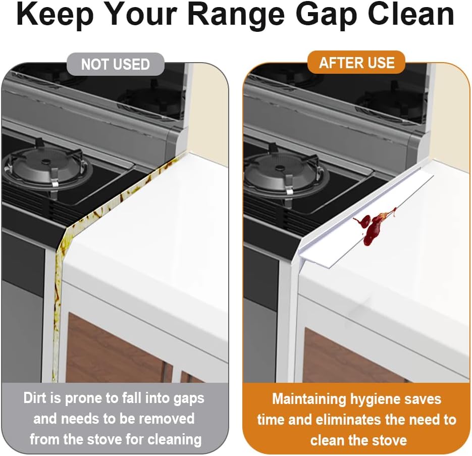 Silicone Stove Counter Gap Cover - 25 Inch Gap Filler 2 Pack Black | Long gap filler seals spills between kitchen appliances Stovetop oven countertop; stove gap cover, gas stove side gap covers
