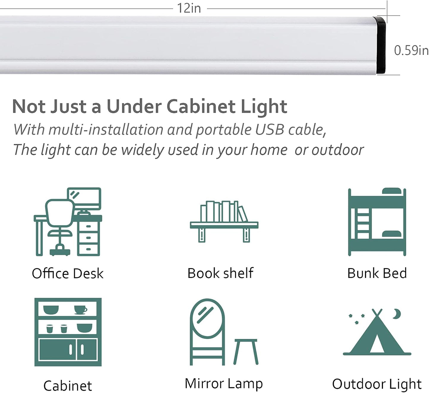ASOKO Motion Sensor Dimmable Led Under Cabinet Light, 12" Cool White | ASOKO Motion Sensor Dimmable Led Under Cabinet Light, 12" Plug in Cool White 6000K Bar for Kitchen Counter Closet