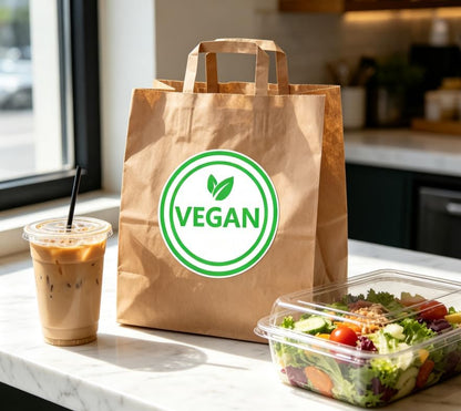 500 Pcs Vegan Food Labels, 1.5 Inch Round Self-Adhesive Vegan Stickers, Green & White Circle Dots for Restaurants, Catering, Cafes, Grocery Stores & Home Kitchen Organization