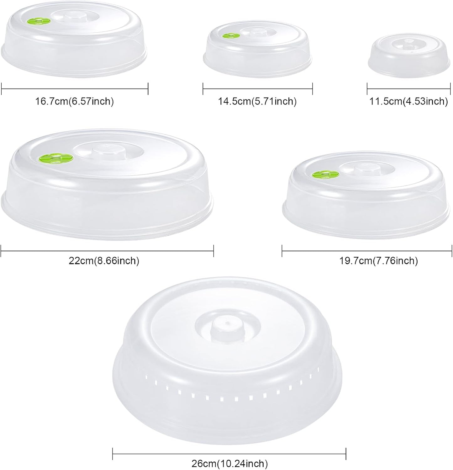 6Pcs Microwave Splatter Cover For Food, 6 Sizes, 10“ - 4.5”