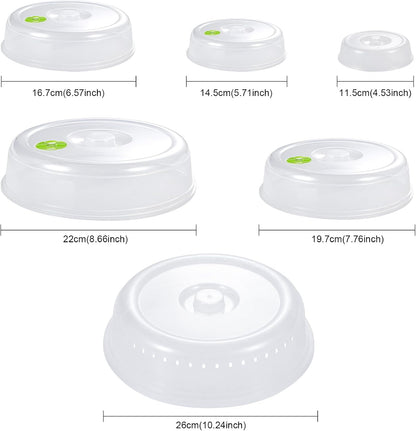 6Pcs Microwave Splatter Cover For Food, 6 Sizes, 10“ - 4.5”
