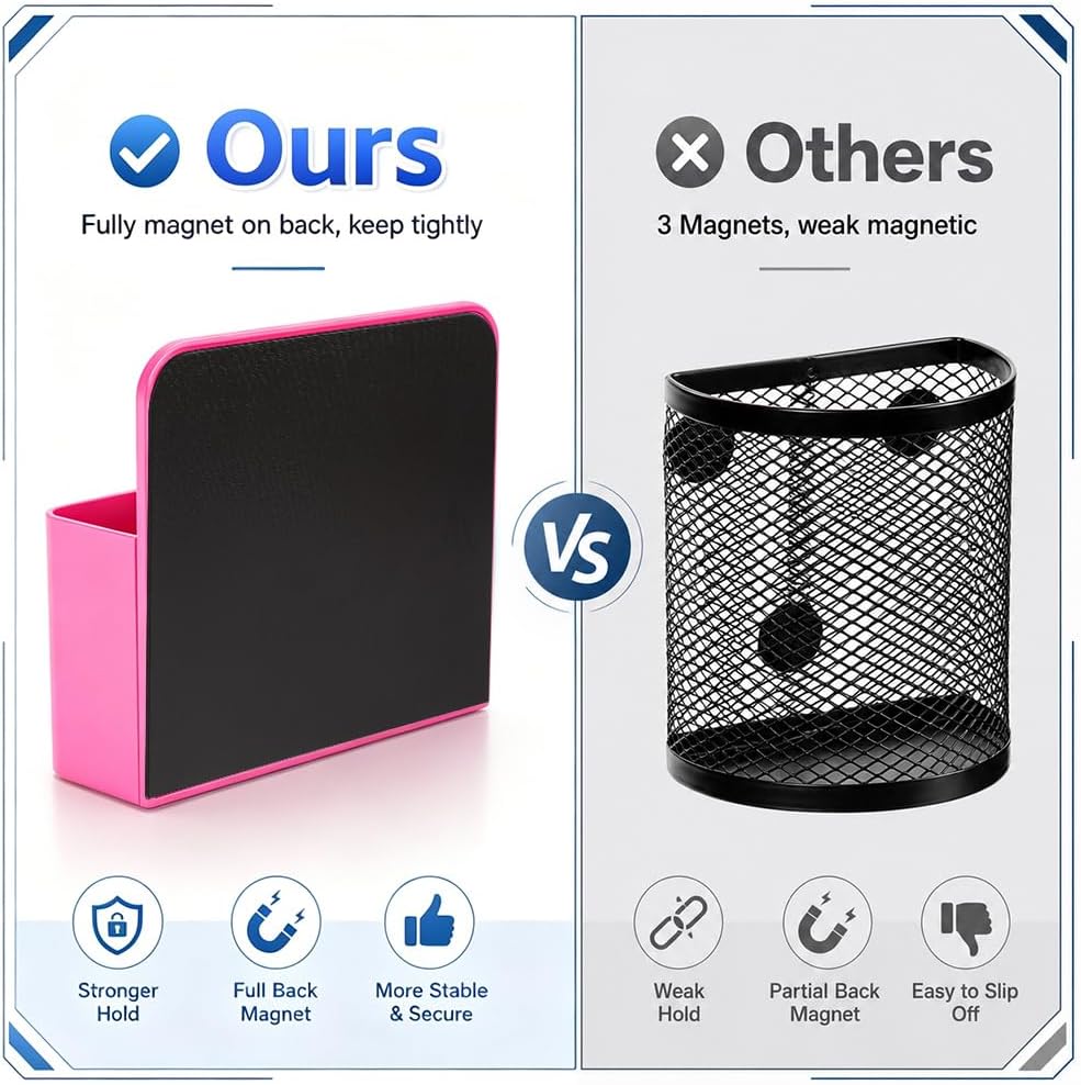 Magnetic Pen Holder, 2 Pack Magnetic Dry Erase Marker Holder, Black Strong Magnetic Marker Holder Pen Pencil Organizer for Whiteboard, Refrigerator, Office, Locker Accessories, Classroom Must Haves