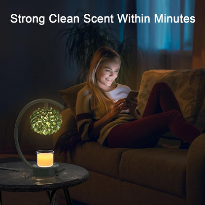 Yeuslor Gold Candle Warmer Lamp for Jar Candles with Adjustable Brightness＆Timer，Handcrafted Crystal＆Wooden Base, Luxurious Design,Home Decoration Electric Candle lamp(C-Shaped)