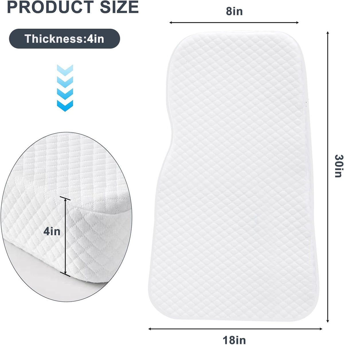 Knee Pillow for Side Sleepers, 100% Memory Foam Filling Leg Pillow for Side Sleeping, 4" Height Leg Pillow for Relieving Leg, Back, and Knee Pain Breathable & Pressure-Relieving Support - 18"x30"x4"